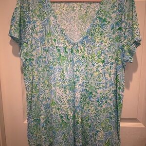 COPY - Lilly Pulitzer Green Blue Graphic Short Sleeve Shirt